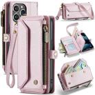 For iPhone 13 Pro Max CaseMe C36 Card Slots Zipper Wallet RFID Anti-theft Leather Phone Case(Pink) - 1