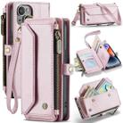 For iPhone 14 CaseMe C36 Card Slots Zipper Wallet RFID Anti-theft Leather Phone Case(Pink) - 1