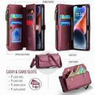 For iPhone 14 Plus CaseMe C36 Card Slots Zipper Wallet RFID Anti-theft Leather Phone Case(Wine Red) - 3