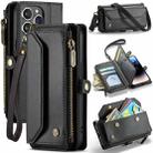 For iPhone 14 Pro CaseMe C36 Card Slots Zipper Wallet RFID Anti-theft Leather Phone Case(Black) - 1