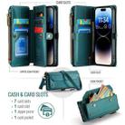 For iPhone 14 Pro CaseMe C36 Card Slots Zipper Wallet RFID Anti-theft Leather Phone Case(Blue-green) - 3