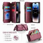 For iPhone 14 Pro CaseMe C36 Card Slots Zipper Wallet RFID Anti-theft Leather Phone Case(Wine Red) - 3