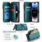 For iPhone 14 Pro Max CaseMe C36 Card Slots Zipper Wallet RFID Anti-theft Leather Phone Case(Blue-green) - 3