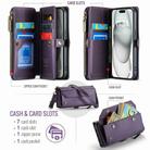 For iPhone 15 Plus CaseMe C36 Card Slots Zipper Wallet RFID Anti-theft Leather Phone Case(Purple) - 3