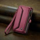 For iPhone 15 Plus CaseMe C36 Card Slots Zipper Wallet RFID Anti-theft Leather Phone Case(Wine Red) - 2