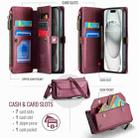 For iPhone 15 Plus CaseMe C36 Card Slots Zipper Wallet RFID Anti-theft Leather Phone Case(Wine Red) - 3