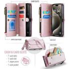 For iPhone 15 Pro CaseMe C36 Card Slots Zipper Wallet RFID Anti-theft Leather Phone Case(Pink) - 3