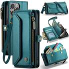 For iPhone 15 Pro Max CaseMe C36 Card Slots Zipper Wallet RFID Anti-theft Leather Phone Case(Blue-green) - 1