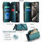 For iPhone 15 Pro Max CaseMe C36 Card Slots Zipper Wallet RFID Anti-theft Leather Phone Case(Blue-green) - 3