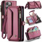 For iPhone 15 Pro Max CaseMe C36 Card Slots Zipper Wallet RFID Anti-theft Leather Phone Case(Wine Red) - 1