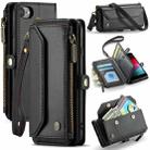 For iPhone SE 2022 / SE 2020 CaseMe C36 Card Slots Zipper Wallet RFID Anti-theft Leather Phone Case(Black) - 1