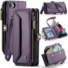 For iPhone SE 2022 / SE 2020 CaseMe C36 Card Slots Zipper Wallet RFID Anti-theft Leather Phone Case(Purple) - 1