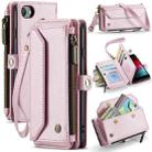 For iPhone SE 2022 / SE 2020 CaseMe C36 Card Slots Zipper Wallet RFID Anti-theft Leather Phone Case(Pink) - 1