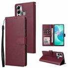 For Infinix Hot 20 Play Multifunctional Horizontal Flip Leather Phone Case with Three Card Slot(Wine Red) - 1