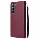 For Infinix Hot 50 5G Multifunctional Horizontal Flip Leather Phone Case with Three Card Slot(Wine Red) - 3
