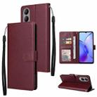 For vivo Y17s 4G Multifunctional Horizontal Flip Leather Phone Case with Three Card Slot(Wine Red) - 1