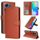 For vivo Y36 4G Global / Y78 Multifunctional Horizontal Flip Leather Phone Case with Three Card Slot(Brown) - 1