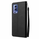 For vivo Y72 5G 3-Card Slots Multifunctional Leather Phone Case(Black) - 3