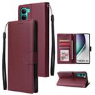 For vivo Y300 5G Global / V40 Lite 3-Card Slots Multifunctional Leather Phone Case(Wine Red) - 1