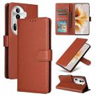 For OPPO Reno11 Pro 5G Global Multifunctional Horizontal Flip Leather Phone Case with Three Card Slot(Brown) - 1