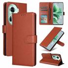 For OPPO Reno11 5G Global Multifunctional Horizontal Flip Leather Phone Case with Three Card Slot(Brown) - 1