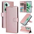 For OPPO Reno11 5G Global Multifunctional Horizontal Flip Leather Phone Case with Three Card Slot(Rose Gold) - 1