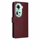 For OPPO Reno11 5G Global Multifunctional Horizontal Flip Leather Phone Case with Three Card Slot(Wine Red) - 3