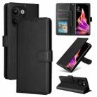 For OPPO Reno9 /9 Pro 5G Multifunctional Horizontal Flip Leather Phone Case with Three Card Slot(Black) - 1