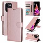 For OPPO Reno9 /9 Pro 5G Multifunctional Horizontal Flip Leather Phone Case with Three Card Slot(Rose Gold) - 1