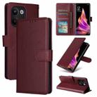 For OPPO Reno9 /9 Pro 5G 3-Card Slots Multifunctional Leather Phone Case(Wine Red) - 1