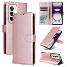 For OPPO Reno12 5G Global Multifunctional Horizontal Flip Leather Phone Case with Three Card Slot(Rose Gold) - 1