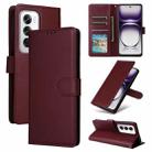 For OPPO Reno12 5G Global 3-Card Slots Multifunctional Leather Phone Case(Wine Red) - 1