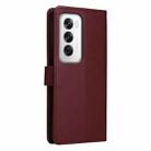 For OPPO Reno12 5G Global 3-Card Slots Multifunctional Leather Phone Case(Wine Red) - 3