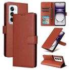 For OPPO Reno12 Pro 5G Global 3-Card Slots Multifunctional Leather Phone Case(Brown) - 1