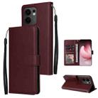 For OPPO Reno13 F 4G / 5G 3-Card Slots Multifunctional Leather Phone Case(Wine Red) - 1