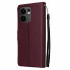 For OPPO Reno13 F 4G / 5G 3-Card Slots Multifunctional Leather Phone Case(Wine Red) - 3