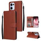 For OPPO Reno13 5G Global 3-Card Slots Multifunctional Leather Phone Case(Brown) - 1