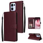 For OPPO Reno13 5G Global 3-Card Slots Multifunctional Leather Phone Case(Wine Red) - 1