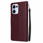For OPPO Reno13 5G Global 3-Card Slots Multifunctional Leather Phone Case(Wine Red) - 3