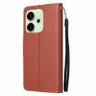 For OPPO Reno14 5G Global 3-Card Slots Multifunctional Leather Phone Case(Brown) - 3