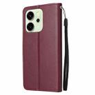 For OPPO Reno14 5G Global 3-Card Slots Multifunctional Leather Phone Case(Wine Red) - 3