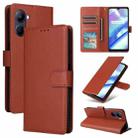 For Realme C33 Multifunctional Horizontal Flip Leather Phone Case with Three Card Slot(Brown) - 1