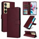 For Realme C75 4G / 14X 5G Global 3-Card Slots Multifunctional Leather Phone Case(Wine Red) - 1