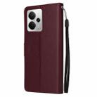 For Realme 14 5G 3-Card Slots Multifunctional Leather Phone Case(Wine Red) - 3