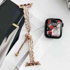 For Apple Watch SE 2023 44mm Rhinestone Peacock Metal Bracelet Watch Band(Rose Gold) - 2