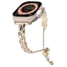 For Apple Watch Ultra 2 49mm Rhinestone Peacock Metal Bracelet Watch Band(Gold) - 1