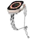 For Apple Watch Ultra 2 49mm Rhinestone Peacock Metal Bracelet Watch Band(Silver) - 1