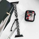 For Apple Watch Series 9 45mm Rhinestone Peacock Metal Bracelet Watch Band(Black) - 2