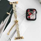 For Apple Watch Series 9 45mm Rhinestone Peacock Metal Bracelet Watch Band(Gold) - 2