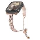 For Apple Watch Series 8 45mm Rhinestone Peacock Metal Bracelet Watch Band(Rose Gold) - 1